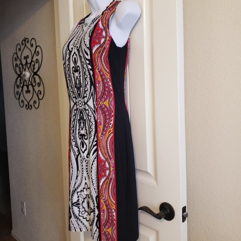 Joseph Ribkoff Damask Color Blocking Dress - Picture 2 of 5